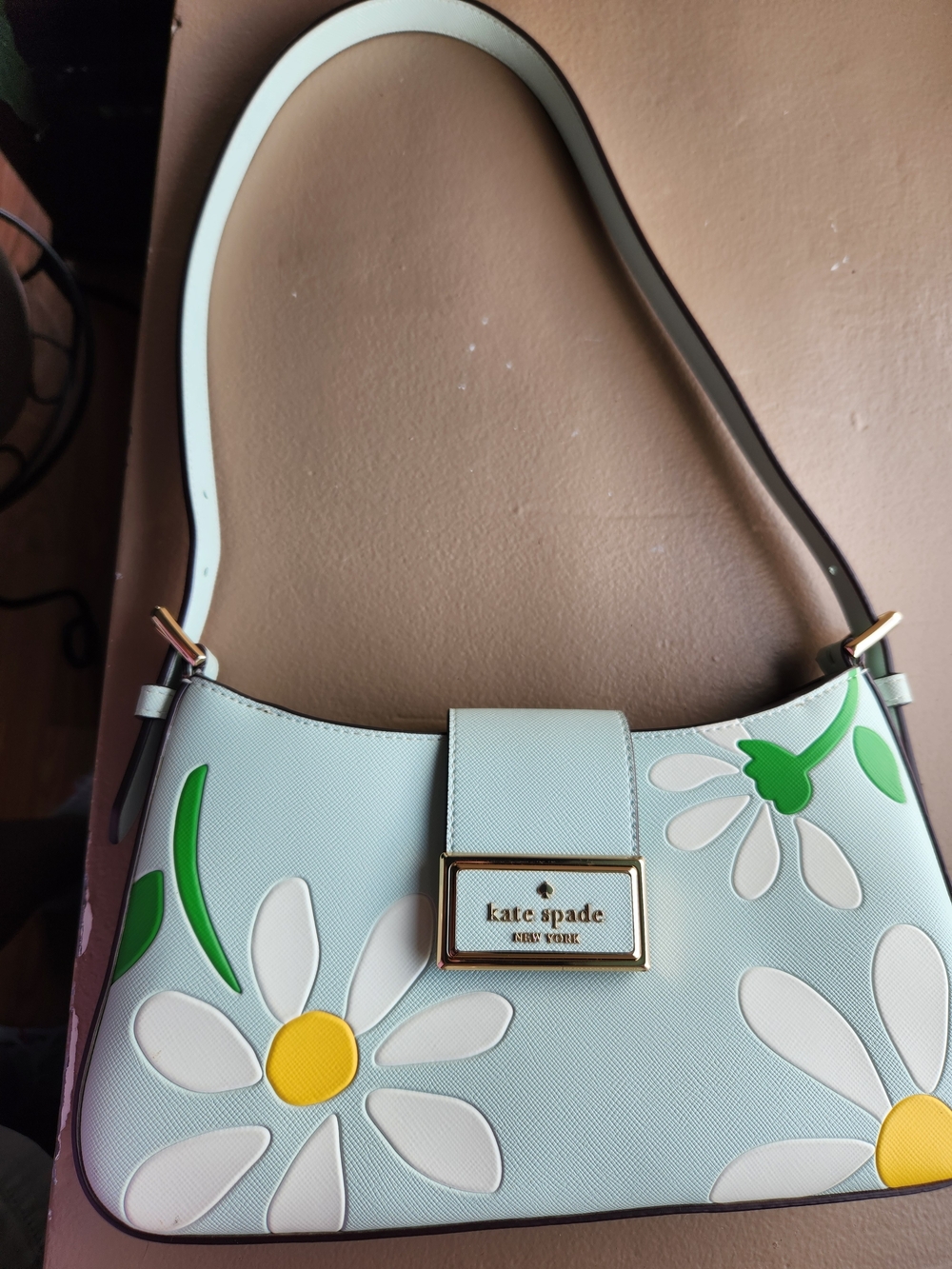 kate spade Light Blue Floral Appliqué Shoulder Bag